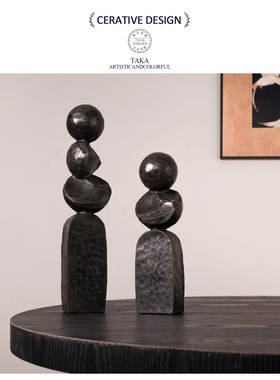 创意诧寂风中古禅意中式雕塑摆件