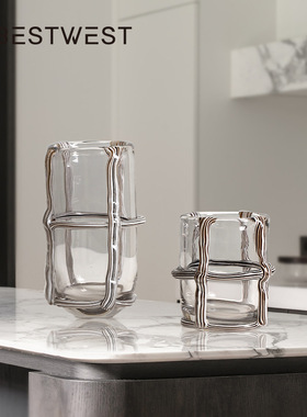 轻奢复古玻璃花器摆件