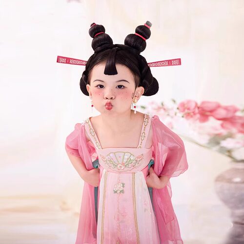哪吒石矶娘娘同款儿童cos服装汉服女童超可爱襦裙女孩古风连衣裙 - 图3