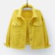 Fat girl looks slim in plus size Korean style pink denim jacket