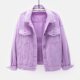 Fat girl looks slim in plus size Korean style pink denim jacket