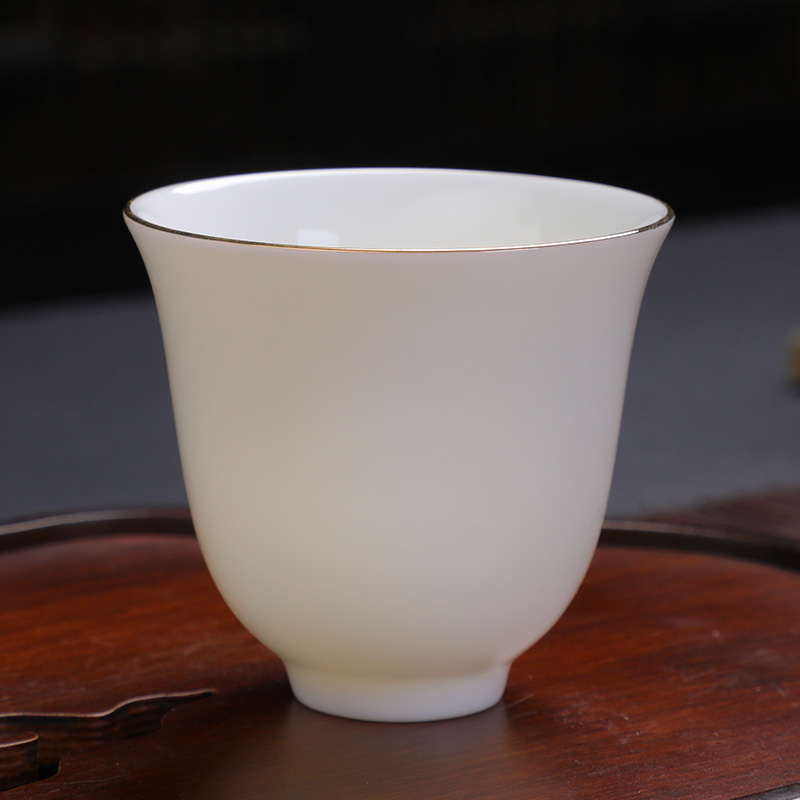 羊脂玉茶杯德化白瓷品茗杯白瓷功夫茶杯家用茶碗陶瓷单杯客人杯子 - 图2