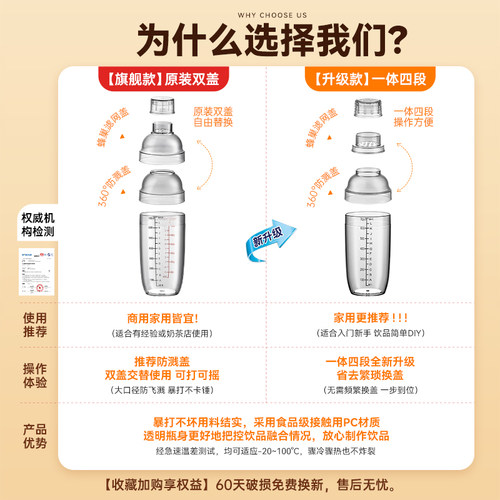 暴打雪克杯手打柠檬茶饮品制作工具套装摆摊奶茶店专用手摇壶一套 - 图0