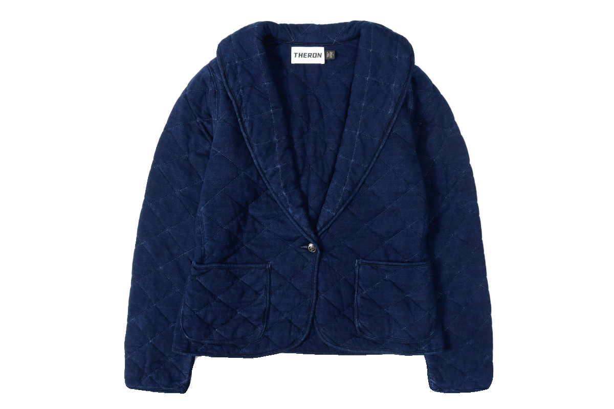 双R Quilted Indigo Jersey 靛蓝绗缝间棉女款修身棉衣23020802