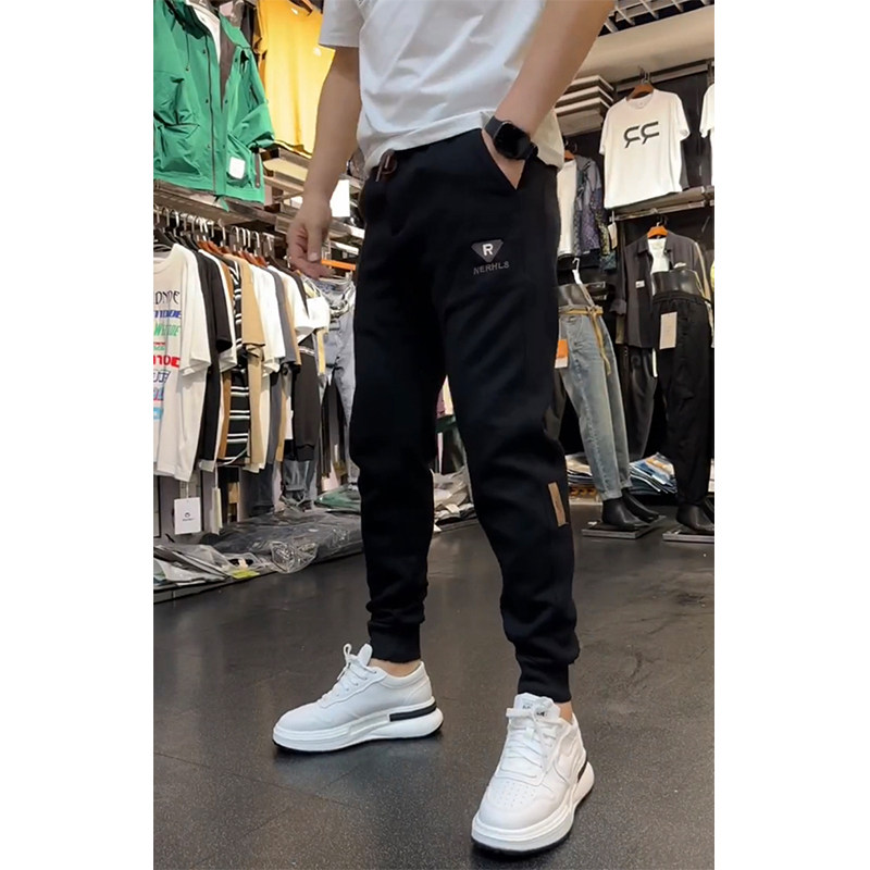 潮牌休闲裤秋冬季男士新款加绒加厚刺绣卫裤潮流束脚运动哈伦长裤,淘宝优惠券,粉丝福利购,淘宝优惠卷