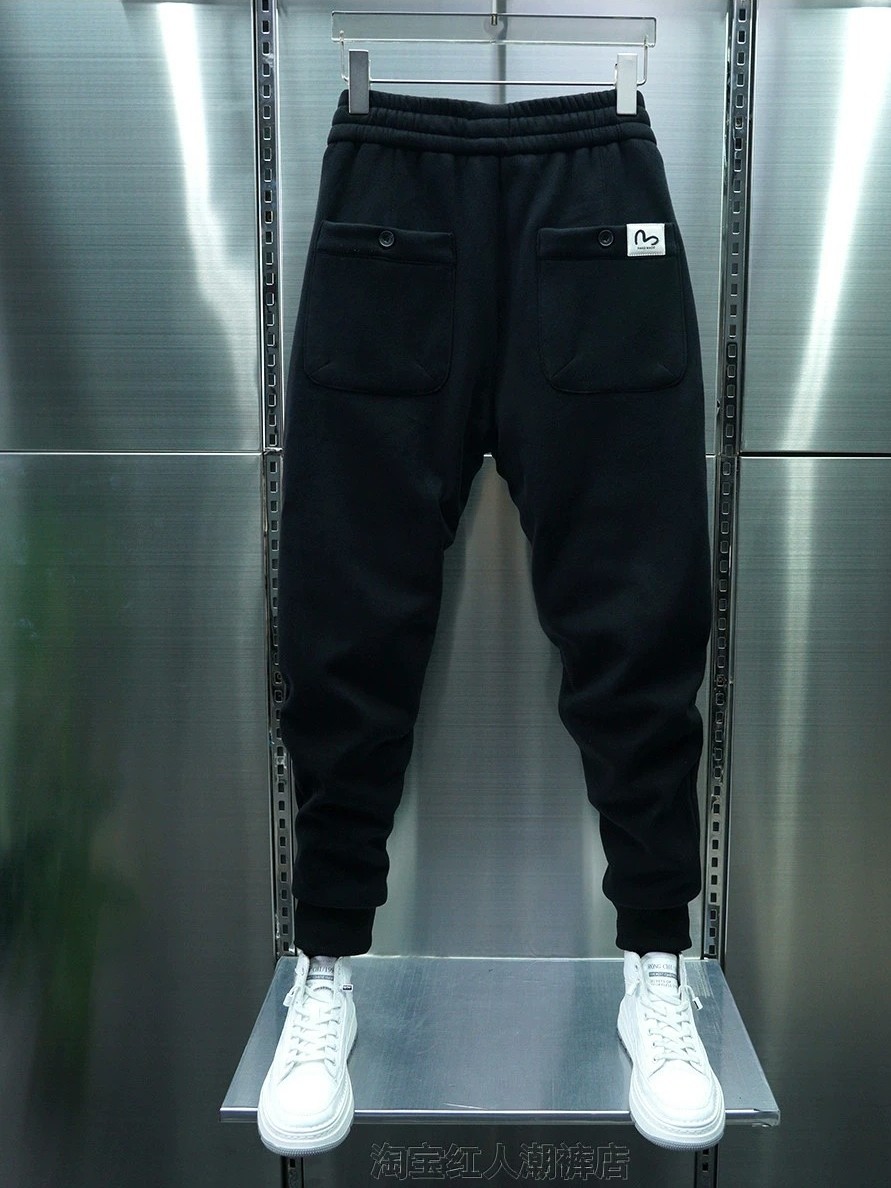 休闲裤秋冬季男士新款加绒加厚卫裤潮流时尚弹力小脚束脚哈伦裤男,淘宝优惠券,粉丝福利购,淘宝优惠卷