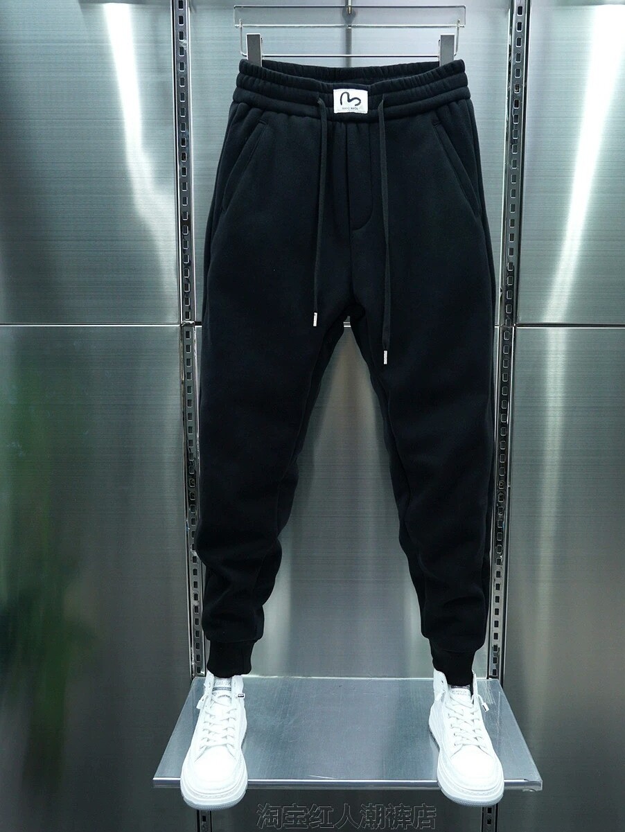 休闲裤秋冬季男士新款加绒加厚卫裤潮流时尚弹力小脚束脚哈伦裤男,淘宝优惠券,粉丝福利购,淘宝优惠卷