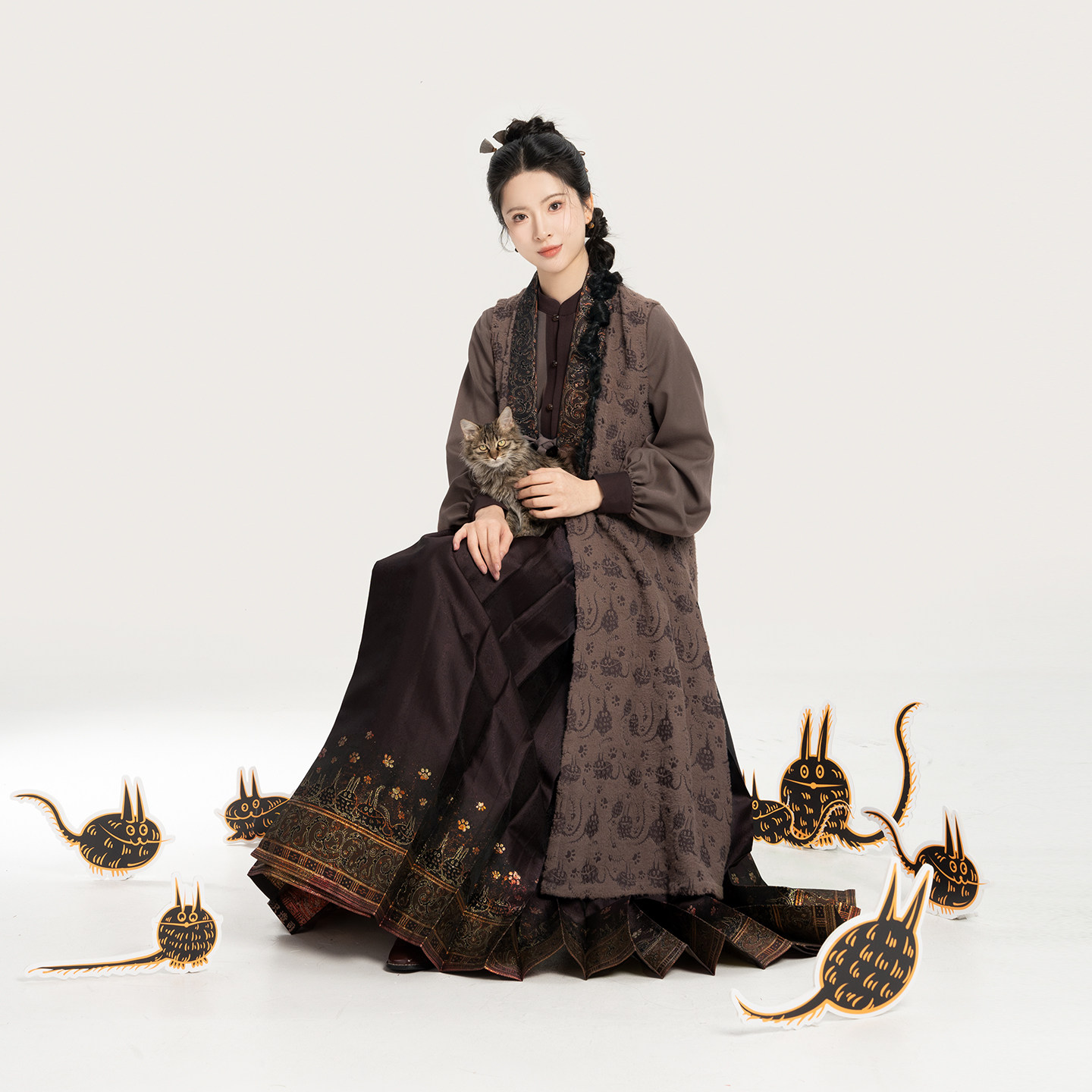 织造司[君幸酒]新中式立领衬衫双面穿比甲一片式暗纹织金马面裙女,淘宝优惠券,粉丝福利购,淘宝优惠卷