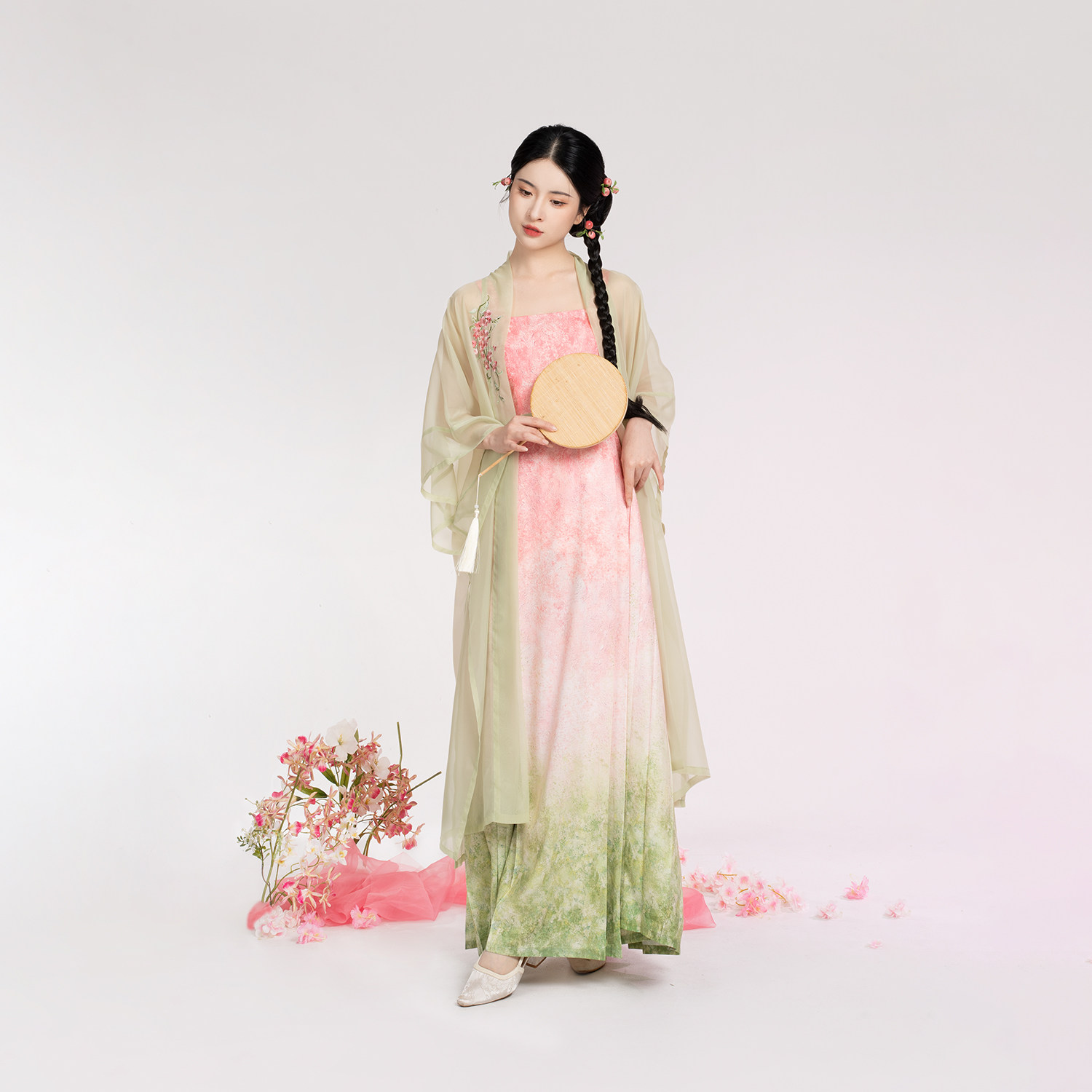 织造司[桃柳枝]原创汉元素宋长干寺国风渐变印花吊带马面连衣裙女,淘宝优惠券,粉丝福利购,淘宝优惠卷