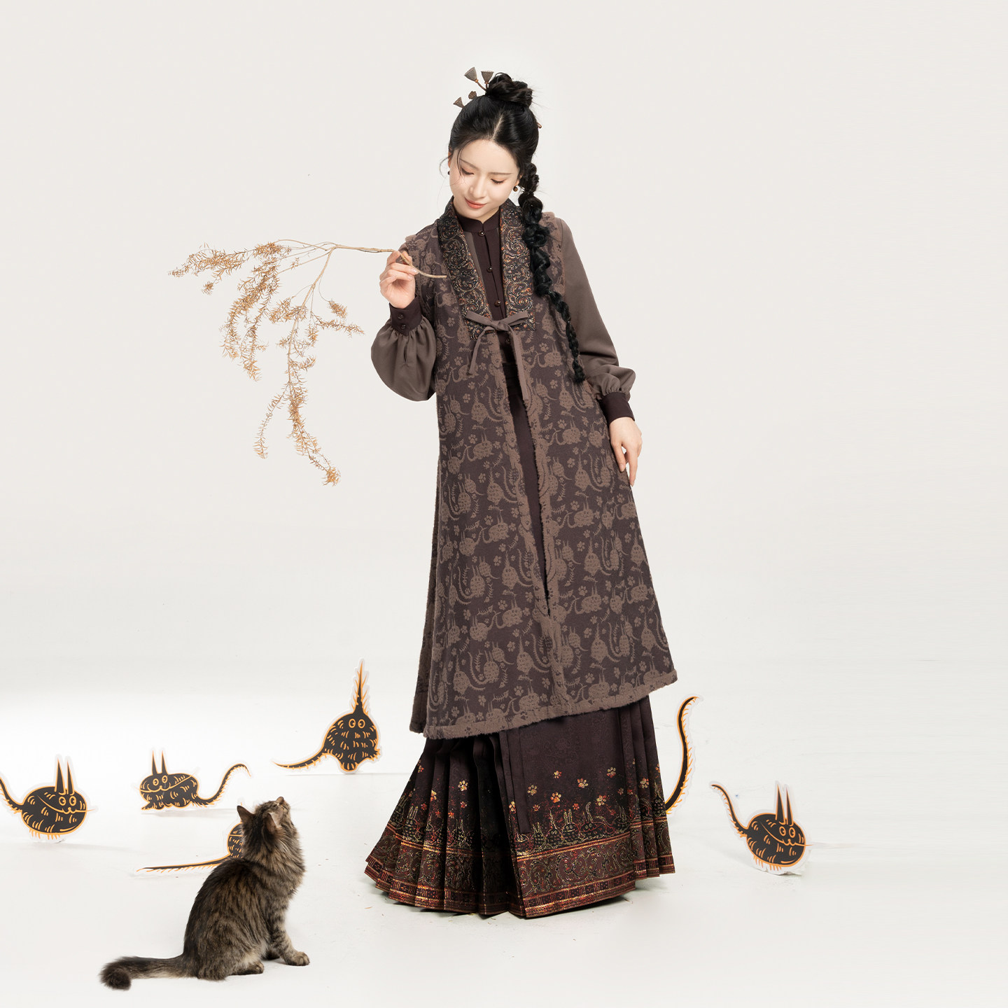 织造司[君幸酒]新中式立领衬衫双面穿比甲一片式暗纹织金马面裙女,淘宝优惠券,粉丝福利购,淘宝优惠卷