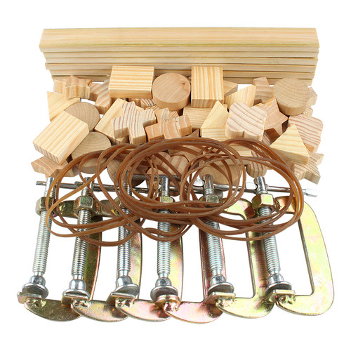 手工扎染diy材料体验包夹染工具套装G型夹几何小木块竹夹板橡皮筋 - 图3