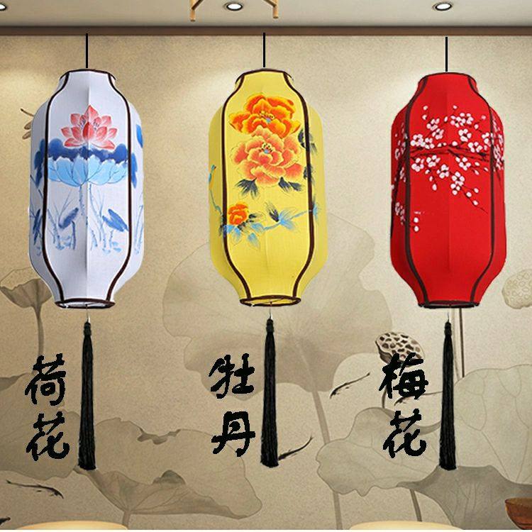 中式布艺吊灯阳台仿古红灯笼古典酒店茶楼特色灯具饭店火锅店装饰_虎窝淘