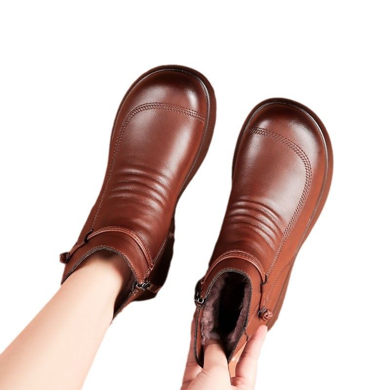 2026真皮软底妈妈棉鞋冬季加绒保暖中年女士短靴中老年人防滑女靴,淘宝优惠券,粉丝福利购,淘宝优惠卷