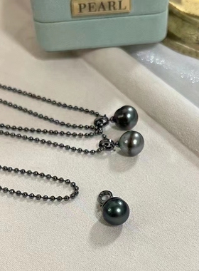 暗黑系项链天然大溪地海水巴洛克黑珍珠，注金保色，吊坠为任意扣