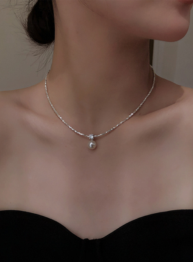 简约王妃施家水晶珍珠S925项链