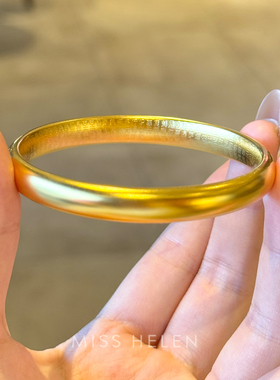 MISS HELEN 金店同款莲花心经手镯重磅质感经典高级设计简约素圈