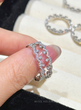 925银戒指原创锆石单圈指环女