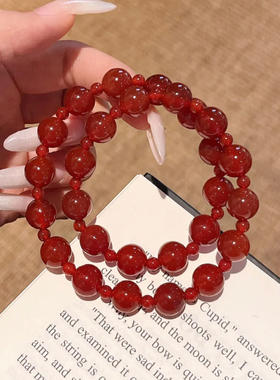 MISS HELEN许妍赵露思同款天然红玛瑙手链女新中式百搭生日礼物