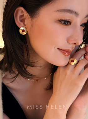 MISS HELEN草帽红玛瑙开口戒指食指女款时尚百搭高级感闺蜜礼物