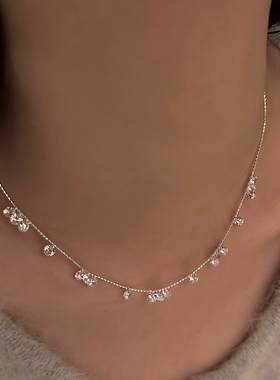 折泪星河项链s925银锁骨链女锆石