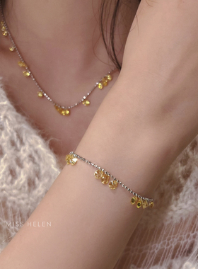 MISS HELEN「琥珀糖」S925银黄锆项链女简约轻奢百搭高级感锁骨链