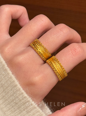 3/23 20点新品95折 花丝腰缠万贯沙金戒指经典简约设计百搭轻奢