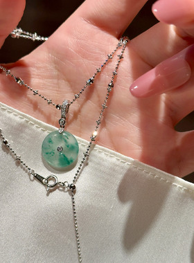 非洲翠平安扣项链女吊坠s925银