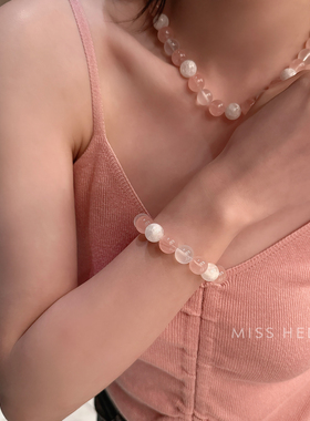 MISS HELEN「朱朱同款」手串女粉水晶幽灵水晶手链少女心生日礼物