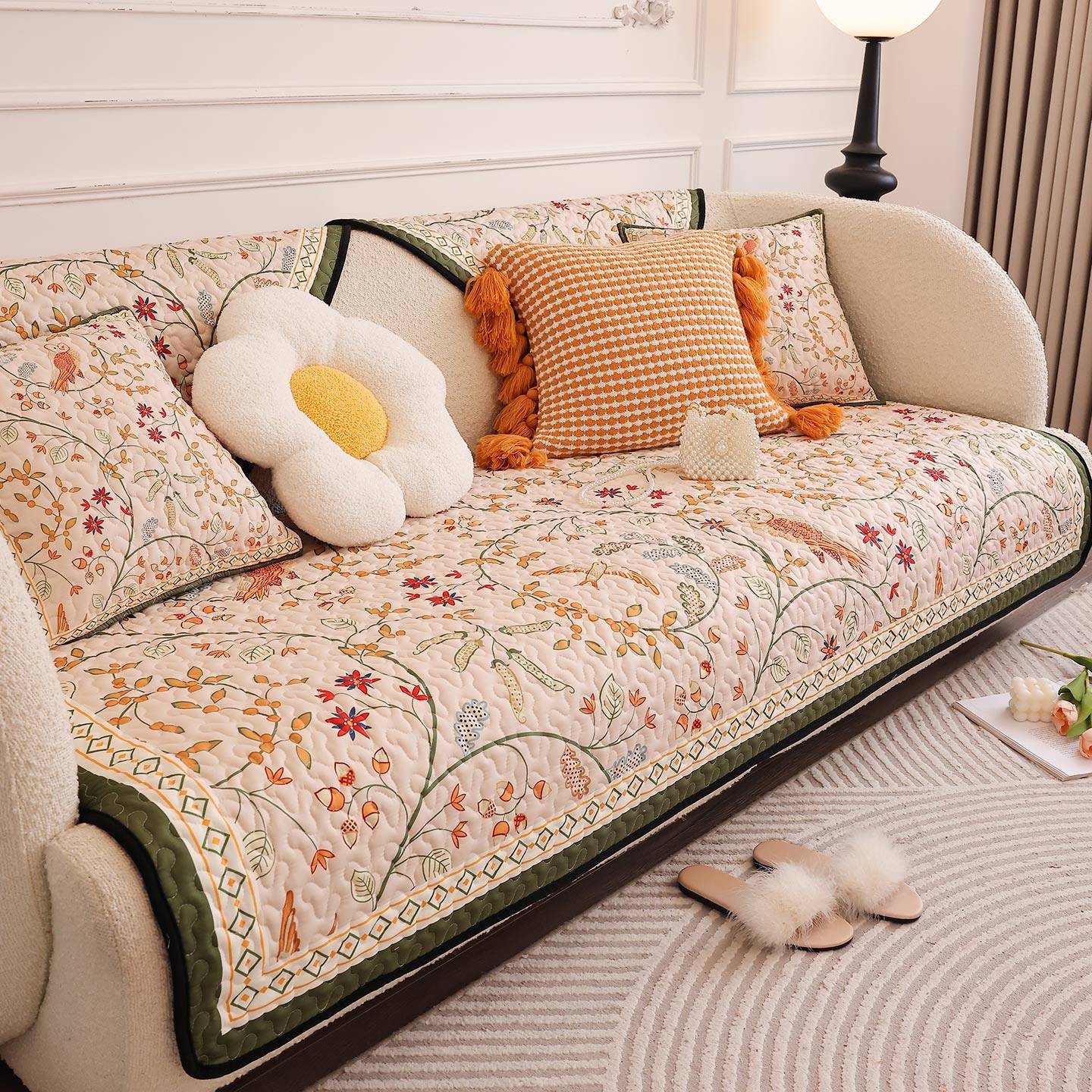 田园风布艺沙发垫 2025新款四季防滑坐垫套罩巾 法式轻奢客厅盖布,淘宝优惠券,粉丝福利购,淘宝优惠卷