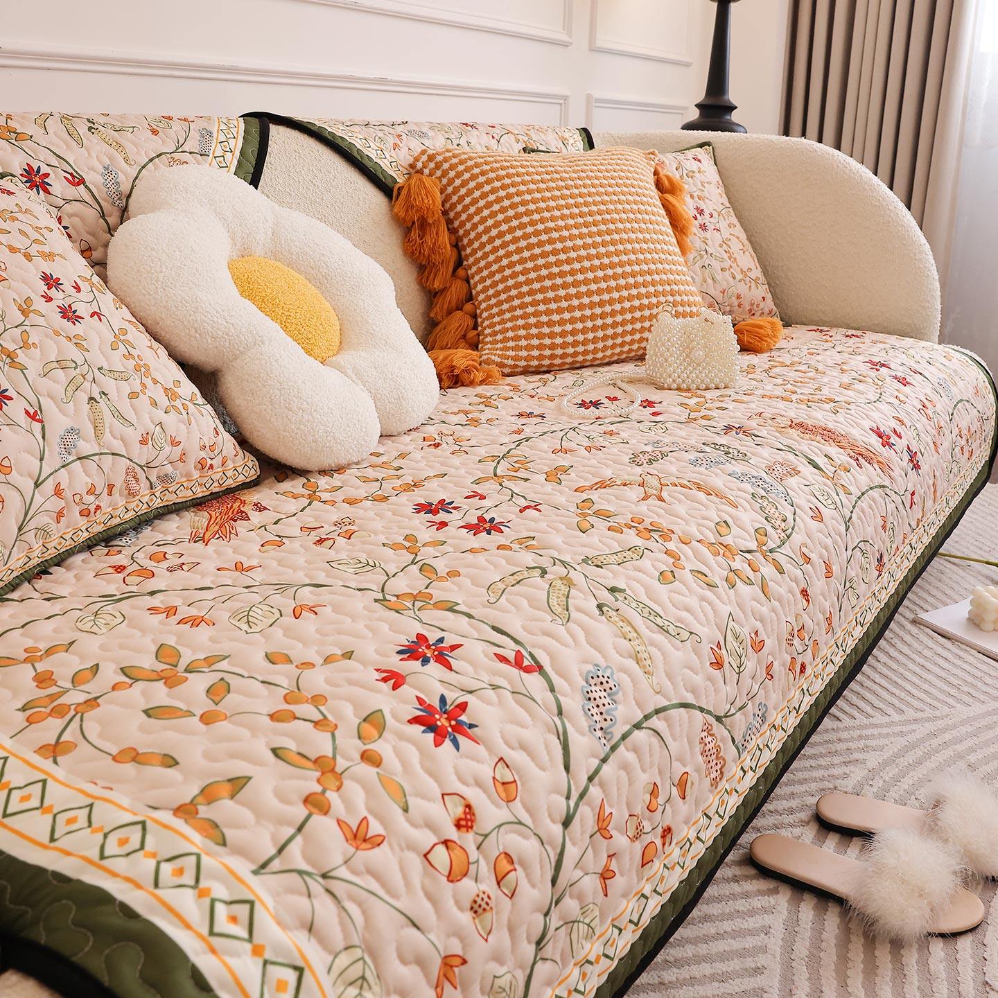 田园风布艺沙发垫 2025新款四季防滑坐垫套罩巾 法式轻奢客厅盖布,淘宝优惠券,粉丝福利购,淘宝优惠卷