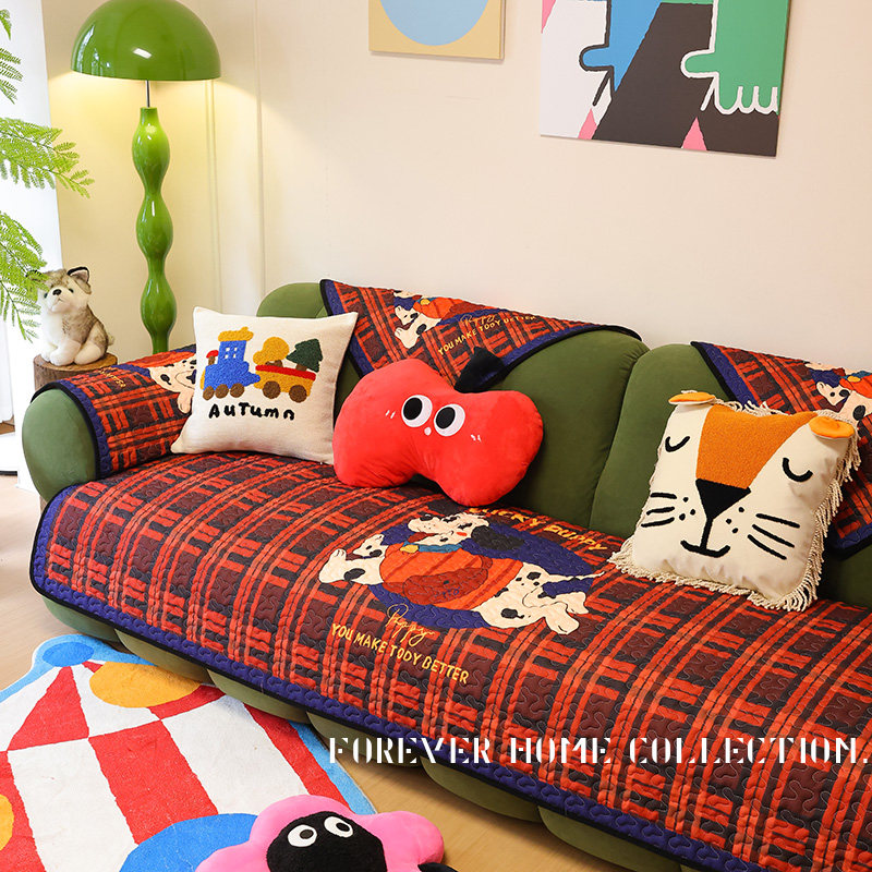 美式卡通耐脏布艺沙发垫四季防滑透气皮沙发罩美拉德客厅盖布巾套,淘宝优惠券,粉丝福利购,淘宝优惠卷