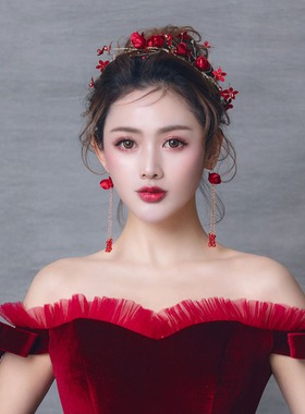大气红喜婆婆耳环无耳洞新娘耳环