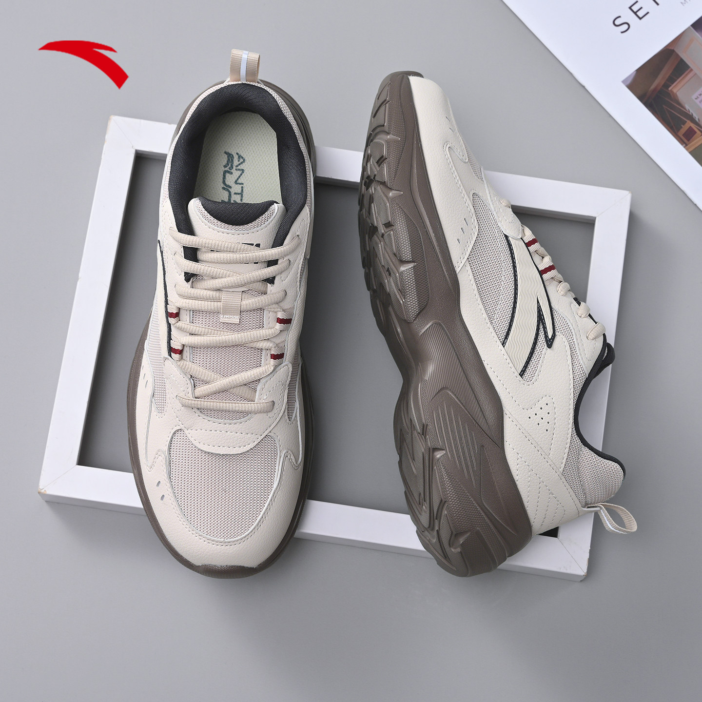 安踏星光2老爹鞋男女款复古厚底休闲鞋秋季透气增高情侣运动鞋子