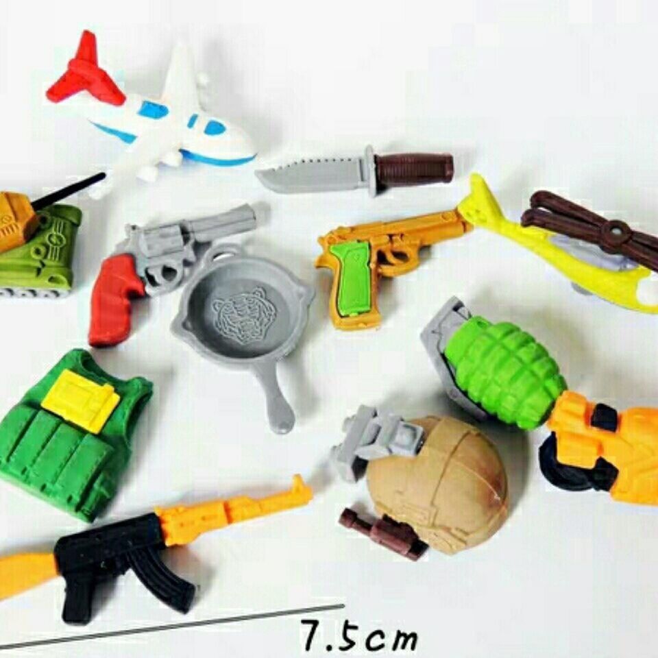 新款卡通橡皮擦大号变形金刚幼儿园小奖品吃鸡套装枪飞机手雷造型 - 图3
