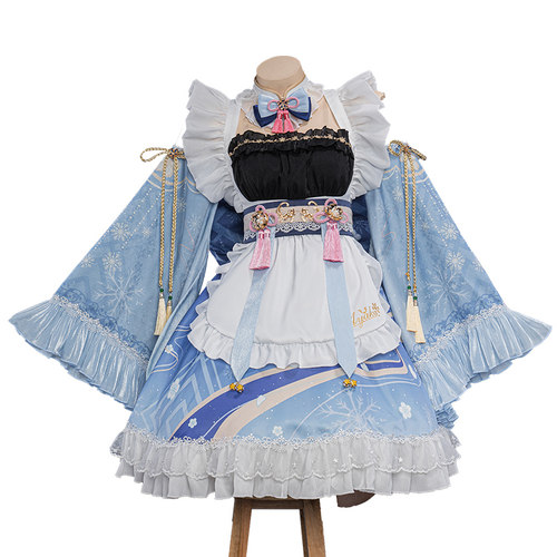 现货Uwowo悠窝窝原神神里绫华同人女仆cosplay服装女凌华连衣裙 - 图3