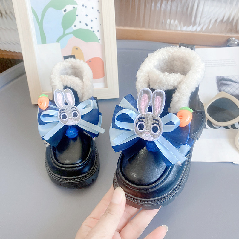儿童小皮鞋冬季新款公主鞋卡通警官兔女宝高帮鞋软底可爱保暖棉鞋,淘宝优惠券,粉丝福利购,淘宝优惠卷