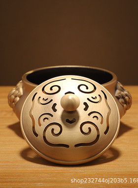 纯黄铜香炉家用室内香熏炉盘香日