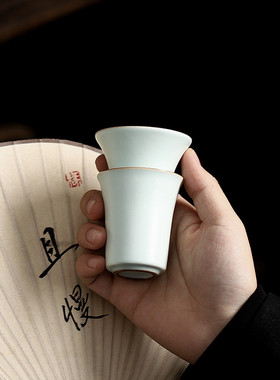 国潮文创天青汝窑功夫茶具茶杯套