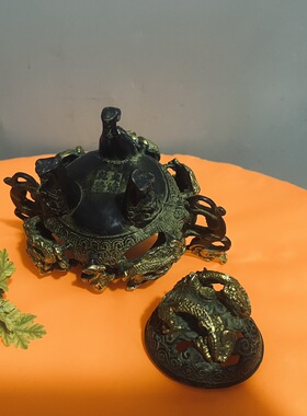 古玩仿古做旧工艺品黄铜貔貅香炉