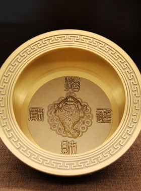 家居纯黄铜器摆件浮雕百福招聚宝