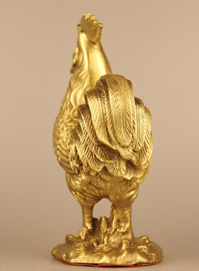 黄铜报晓鸡摆件铜公鸡工艺品家居