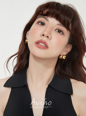 aviho极简冷淡风女不规则耳环