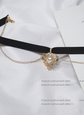 少女心日韩风双层雕花珍珠短项链