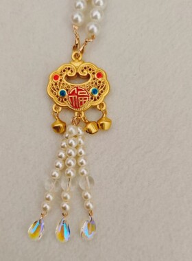 珐琅长命锁铃铛古风