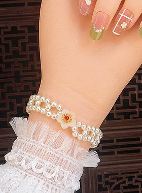 新款手工珍珠编织手链手串手饰