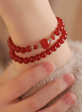 红玛瑙串珠手链女士本命年转运珠