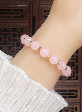 镀18k保金珠玉石串珠手链弹力