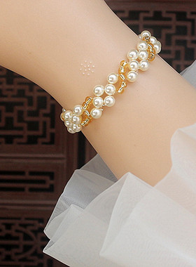 珍珠手工编织手链手串弹力