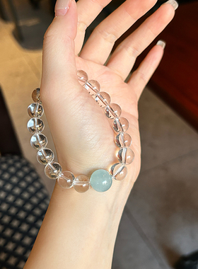 露思同款天然净体白水晶海蓝宝静心情绪稳定手串男女款时尚手链