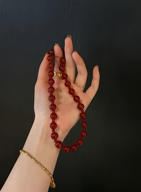 【许妍赵露思同款】天然红玛瑙手链双圈女招财转运手串送女友礼物